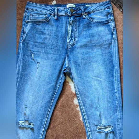 Simple Society Eco Friendly Distressed Skinny Ankle Jeans - Picture 3 of 16